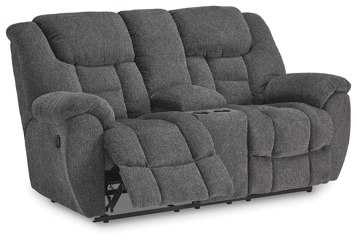 Foreside - Charcoal - Dbl Reclining Loveseat With Console - Fabric - Forward Furniture