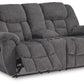 Foreside - Dbl Reclining Loveseat with Console - Charcoal