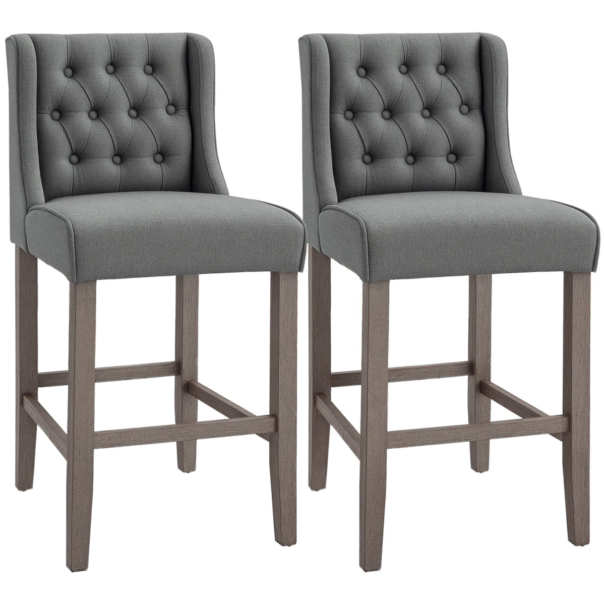 Set of 2 40" Tufted Bar Stools - Grey