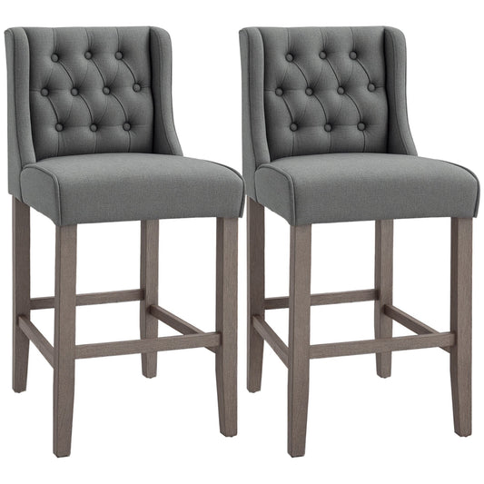 Set of 2 40" Tufted Bar Stools - Grey