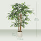 4FT Artificial Banyan Tree Set of 2, Fake Potted Tree with Solid Wood Trunk and Pot for Indoor