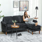L Shape Sofa, Modern Sectional Couch with Changeable Chaise Lounge, Wooden Legs, Corner Sofa for Living Room, Black