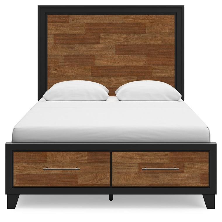 Kraeburn - Queen Panel Storage Bed - Brown / Black