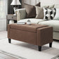 Tufted Linen Storage Ottoman Bench - Brown