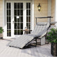Folding Lounge Chair with Adjustable Canopy, 4-Position Outdoor Tanning Chair with Headrest, Dark Grey - Light Grey
