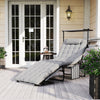 Folding Lounge Chair with Adjustable Canopy, 4-Position Outdoor Tanning Chair with Headrest, Light Grey