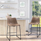 Vintage PU Leather Counter Bar Stools Set of 2 - Brown