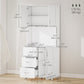 Kitchen Buffet with Hutch and Drawers - White