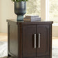 Breckington - Rectangular 2-door End Table - Dark Brown