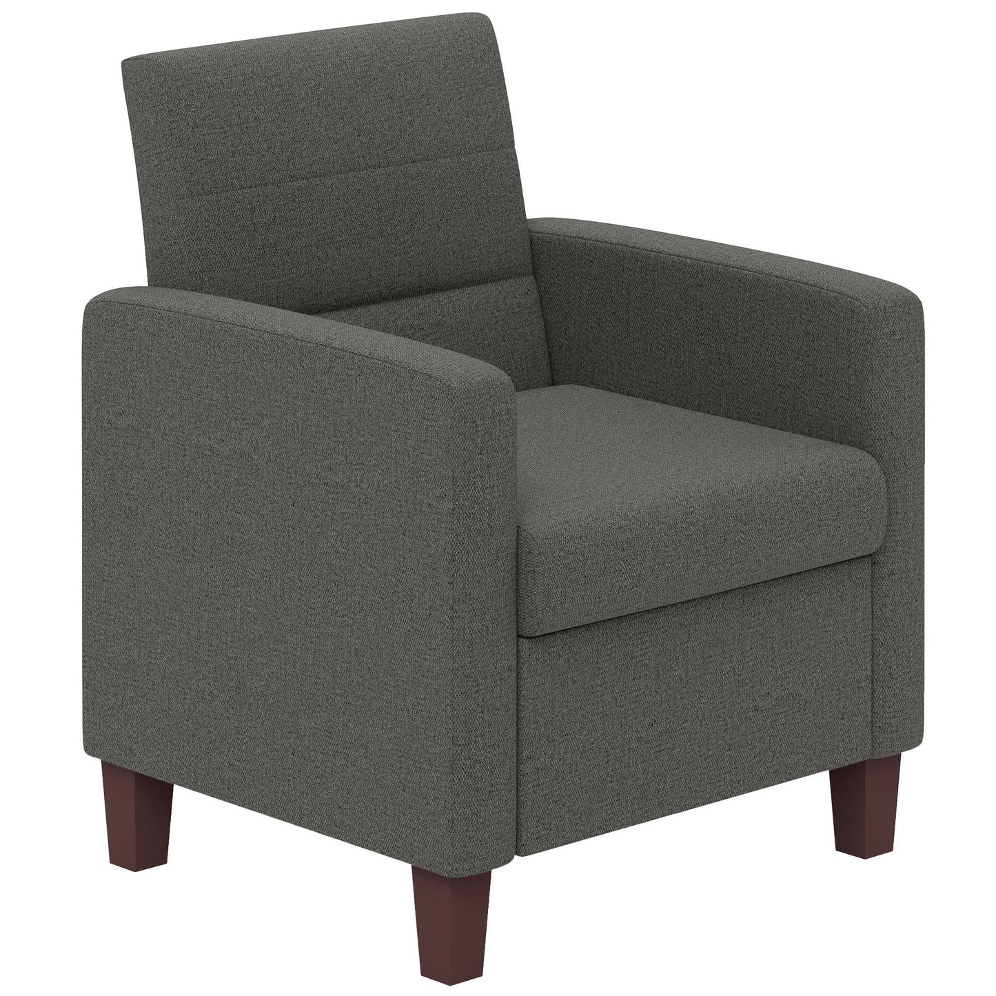 Fabric Accent Chair, Modern Armchair with Seat Cushion and Non-Slip Pads for Living Room, Bedroom, Dark Grey