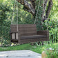 2-Person Patio Porch Swing Chair, Outdoor Rattan Hanging Bench with Cushion & 7.2 ft Steel Chains, Grey