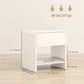 Nightstand Set of 2, Modern Bedside Table with Rounded Corners, Nightstand with Drawer and Open Shelf, Distressed White