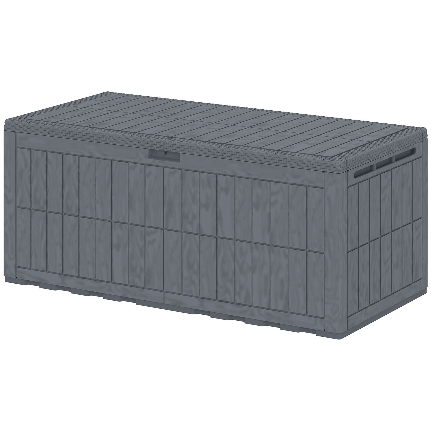 100 Gallon Resin Deck Box, Waterproof Lockable Outdoor Storage Box with Pneumatic Gas Rods, Side Handles
