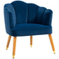 Modern Accent Chairs with Cushioned Seat, Upholstered Velvet Armchair for Bedroom, Living Room Chair with Arms and Wood Legs, Blue