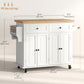 Rolling Kitchen Island Cart with Wood Top - Cream White