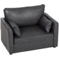 Accent Chair, PU Leather Armchair with Wide Seat, Spring Cushion, Rubberwood legs, 2 Pillows, Black