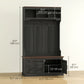3-in-1 Hall Tree with Bench, Coat Rack with Shoe Storage, Distressed Black