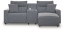 3 Pc. Power Reclining Sectional With RAF Press Back Power Chaise And Console