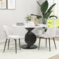 Set of 2 Mid-Back Velvet Dining Chairs - Cream White