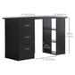 47" Computer Desk with 3-Tier Shelves and Drawers - Black