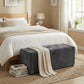 Storage Ottoman Bench, Linen-Look Fabric Upholstered Ottoman with Storage, Wide Padded Seat, Dark Grey