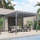 9.7' x 9.7' Outdoor Pergola with Retractable Roof, Aluminium Louvered Pergola Canopy Gazebo for Lawn Garden Patio, Grey