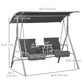2-Seater Outdoor Porch Swing with Adjustable Canopy and Table, Patio Swing Chair for Garden, Poolside, Backyard, Grey