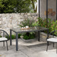 59" x 35" Aluminium Outdoor Dining Table for 6, with Glass Tabletop, Grey