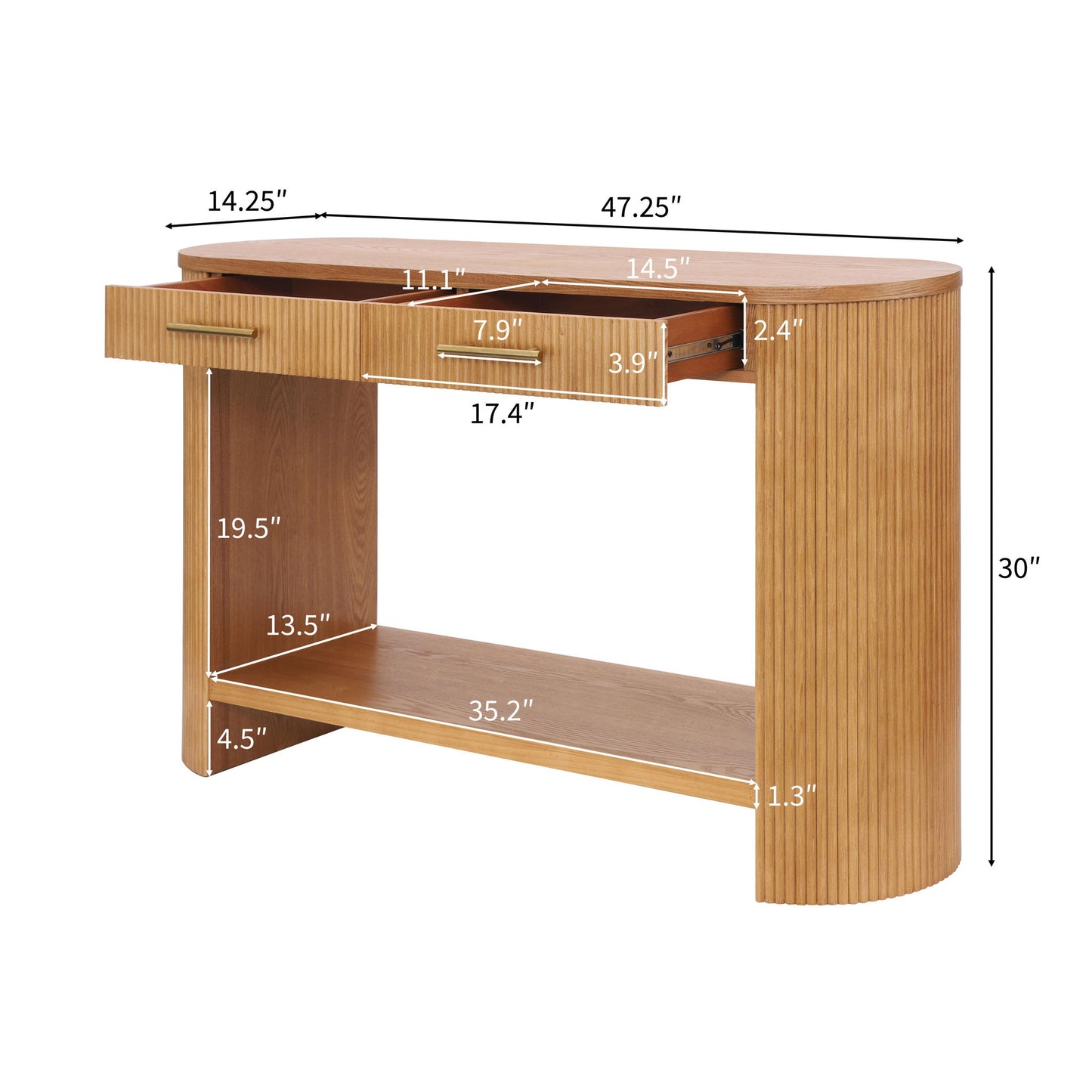 Farmhouse Console Table with Storage and Drawers, Modern Wood Sofa Table for Living Room, Hallway, 47.5'' L x 14.5'' W x 30'' H, Brown