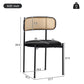 Set of 4 Velvet Dining Chairs with PE Rattan Backrest, Modern Leisure Chairs with Sturdy Metal Legs, 19.5'' L x 20'' W x 29.5'' H, Black+Natural