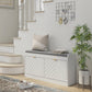 Upholstered Shoe Storage Bench with 2 Drawers - White