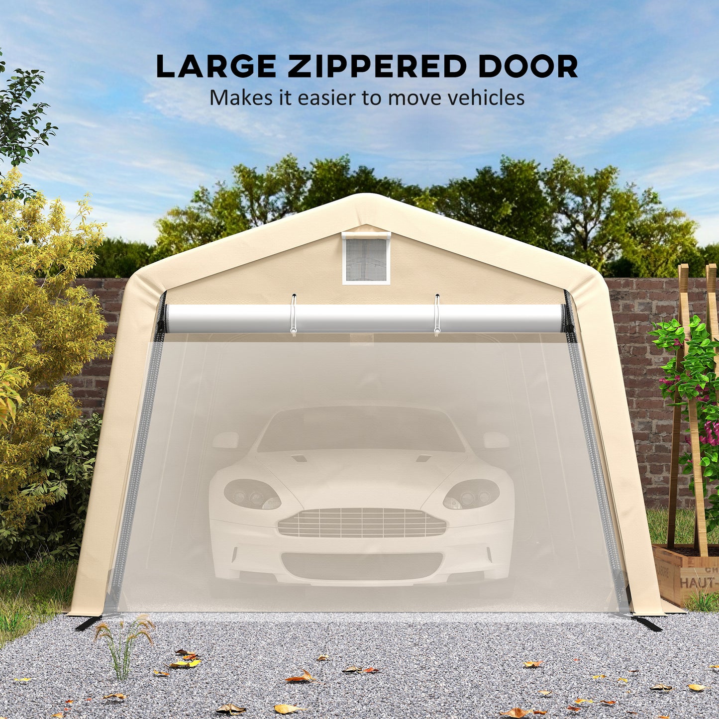 Portable Garage, Heavy Duty Carport Canopy with Ventilation Windows and Large Roll-up Door, Dark Grey