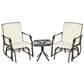 3 Piece Patio Glider Set Outdoor Gliders with Breathable Mesh Seat, Glass Top Table for Garden, Yard, Blue