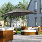 8' x 8' Square Patio Hanging Offset Umbrella with 360° Rotation, Aluminum Outdoor Cantilever Market Parasol, Light Grey