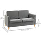 2-Seat Sofa Two-Seater Couch with Armrests and Wood Legs for Living Room, Bedroom, Grey