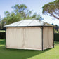 Gazebo Curtains, 10' x 13' Universal Replacement Privacy Curtain, 4-Panels Sidewall with Hooks/C-Rings, Beige