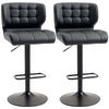 Swivel PU Leather Bar Stools Set of 2 - Black