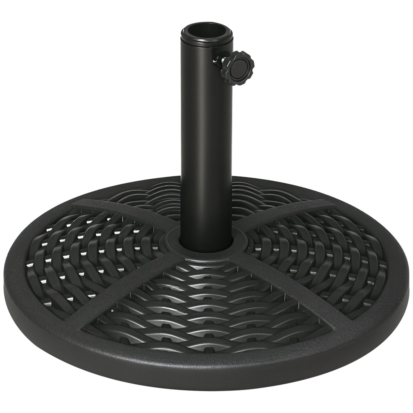 21 lbs Cement Round Market Umbrella Base Holder, 18" Heavy Duty Parasol Stand with Rattan Design for Patio, Black