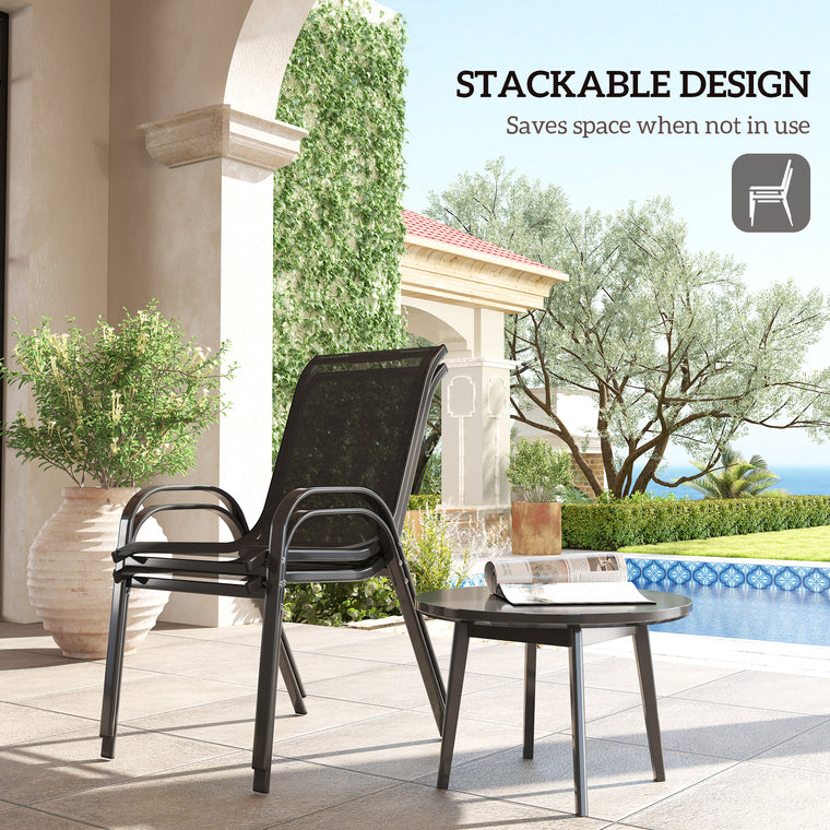 2-Piece Stackable Lawn Chair Set with High Back & Mesh Seat