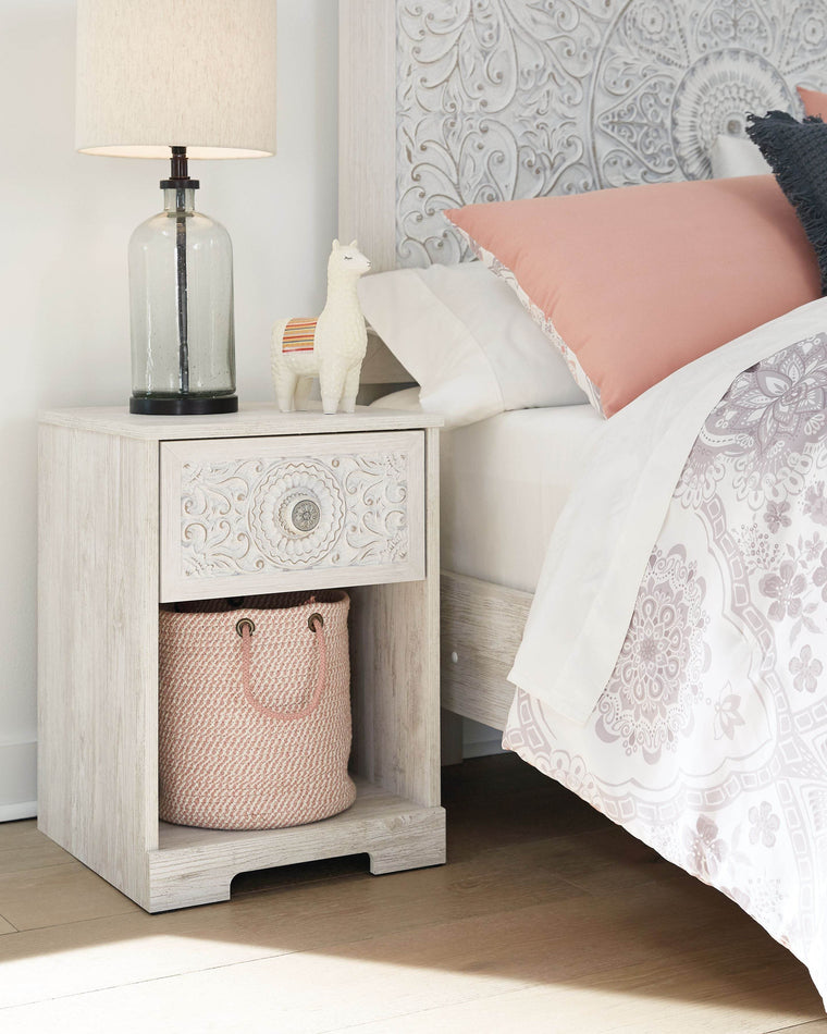 Paxberry - Whitewash - One Drawer Night Stand - Open Cubby - Forward Furniture