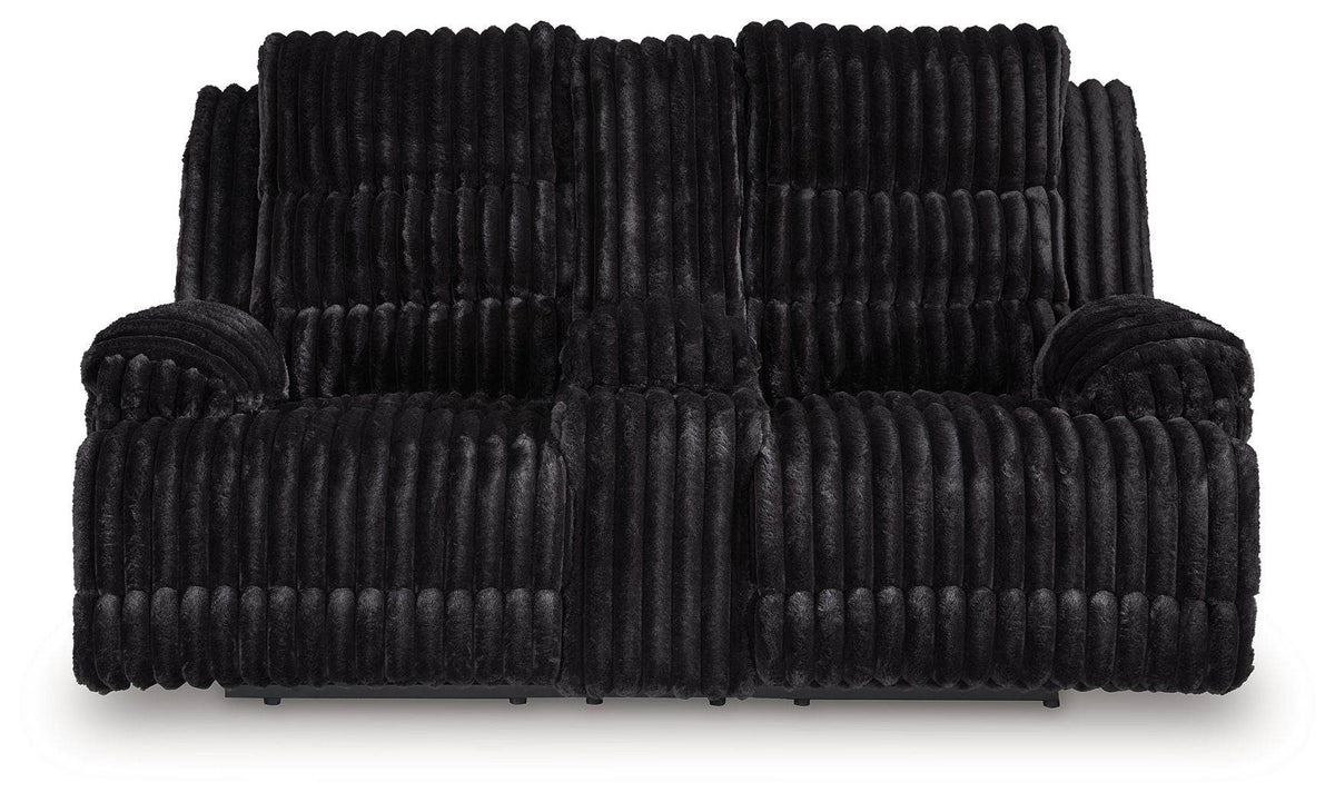 Rhine Falls - Onyx - Double Reclining Power Loveseat With Console - Forward Furniture