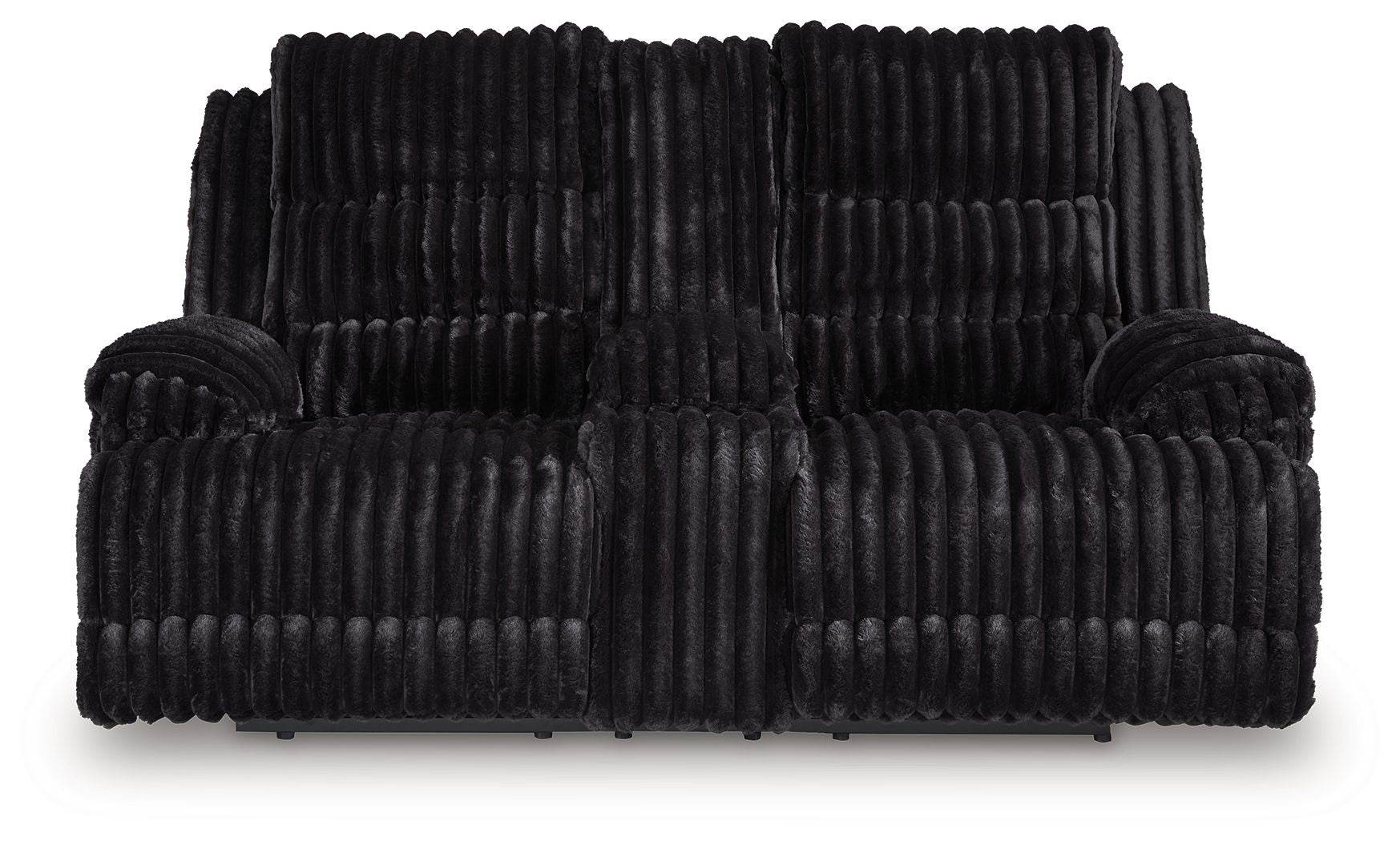 Rhine Falls - Onyx - Double Reclining Power Loveseat With Console - Forward Furniture