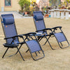 Zero Gravity Chair Set of 2 Patio Chair with Side Table Cupholders and Pillows for Pool, Backyard, Lawn, Beach, Blue