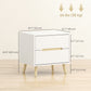 Nightstands Set of 2, Bedside Table with 2 Drawers, Modern Side End Table with Solid Wood Legs for Bedroom, White