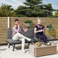 3-in-1 3-Seater Outdoor Sofa, Lounge Chair with 5-Position Adjustable Back, Patio Loveseat with Folding Table, Grey