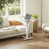 Pneumatic Standing Desk Adjustable Height, Mobile Stand Up Desk with Wheels, 43 Inch Portable Rolling Table, White