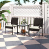 3 Piece Wicker Patio Furniture Set with Stackable Chairs, Washable Cushion, Tempered Glass Top, for Backyard, Brown