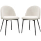 Set of 2 Mid-Back Velvet Dining Chairs - Cream White