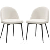 Set of 2 Mid-Back Velvet Dining Chairs - Cream White