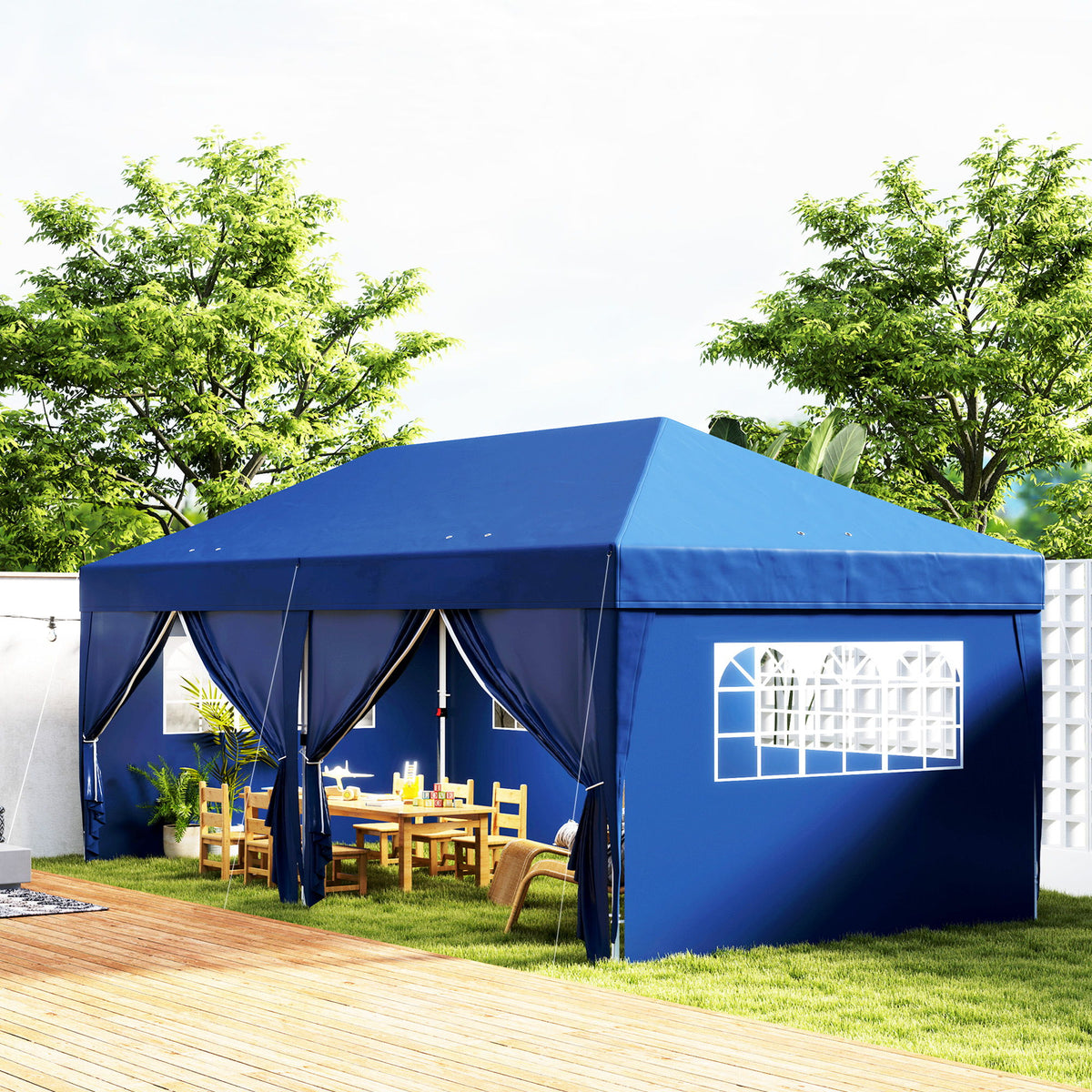 10' x 20' Pop Up Canopy Tent Outdoor Portable Easy Up Party Tent Garden Shade Shelter with Walls Carrying Bag, Blue